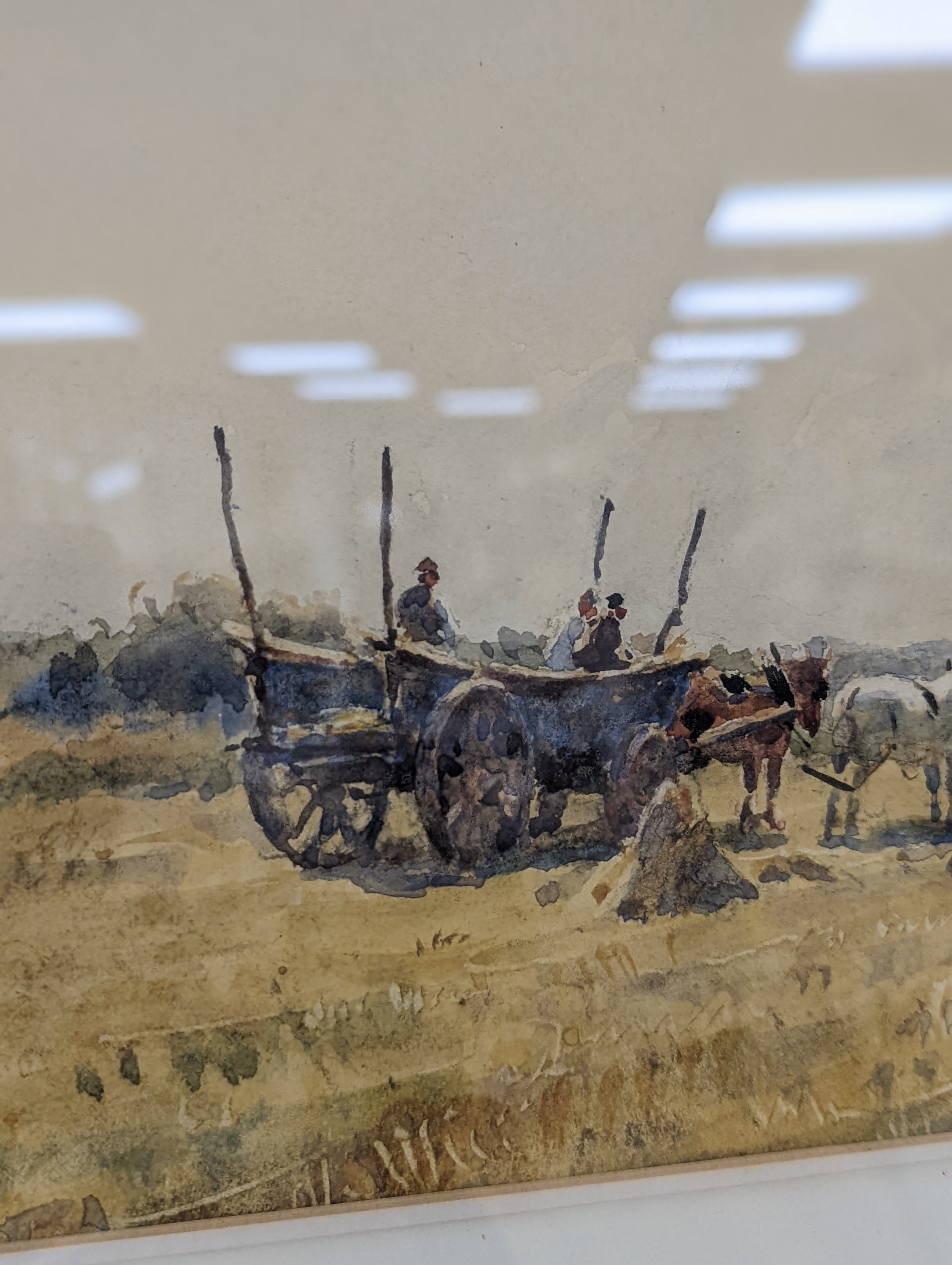 Arthur Gerald Ackermann (1876-1960), watercolour, 'Harvesting near Shoreham, Kent', signed, 23 x 50cm